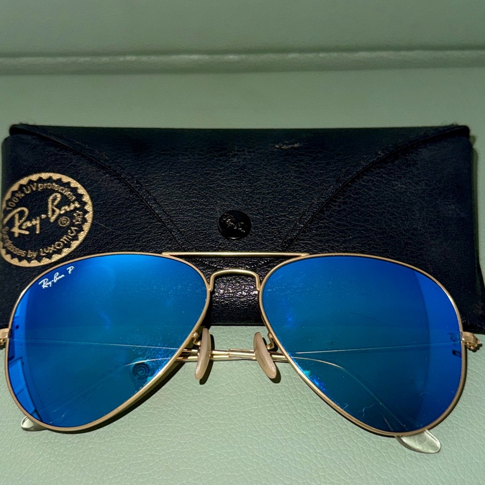 Ray-Ban Polarized matte Gold Frame Sunglasses